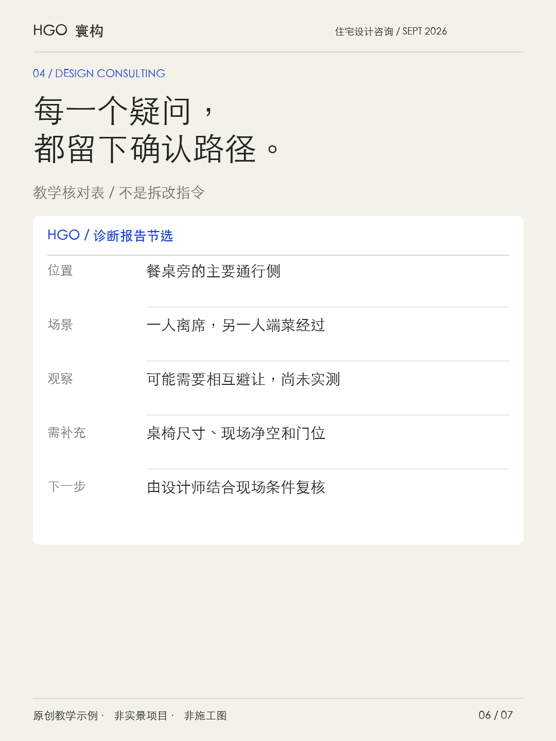 方案定稿前，用四组关系完成一次复核教学标注或报告样张